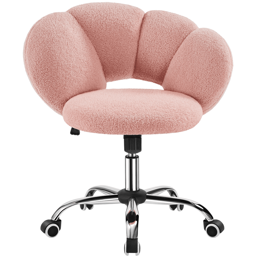 Yaheetech Upholstered Desk Chair with Cloud-shaped Backrest, Pink