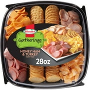 HORMEL GATHERINGS Honey Ham and Turkey with Cheese and Crackers, Deli Party, Refrigerated, 28 oz Plastic Tray