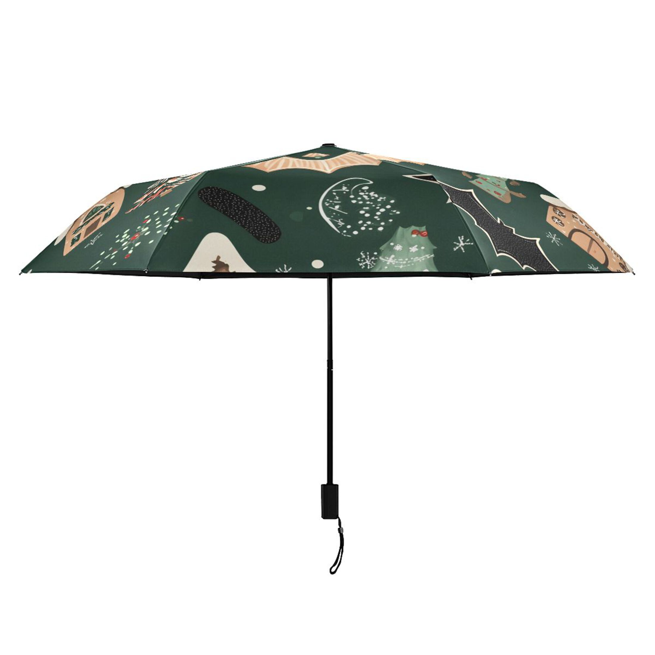 ALAZA Bat House Christmas UPF 50+ Compact Folding Umbrella for Rain Travel Umbrella Packable
