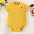 thumbnail image 2 of Otqutp Cartoon Playsuit for Toddler Baby Girls Short Sleeved Solid Color Baby Summer Cute Fashion Buckle Romper Solid Color 0 to 3Years, 2 of 8