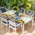 thumbnail image 2 of Spring Dog Table Cloths for 3 Foot Rectangle Tables, Sunflower Daisy Botanical Vintage Patio Waterproof Elastic Fitted Tablecloths, Washable Rectangular Table Cover for Camping, 2 of 8