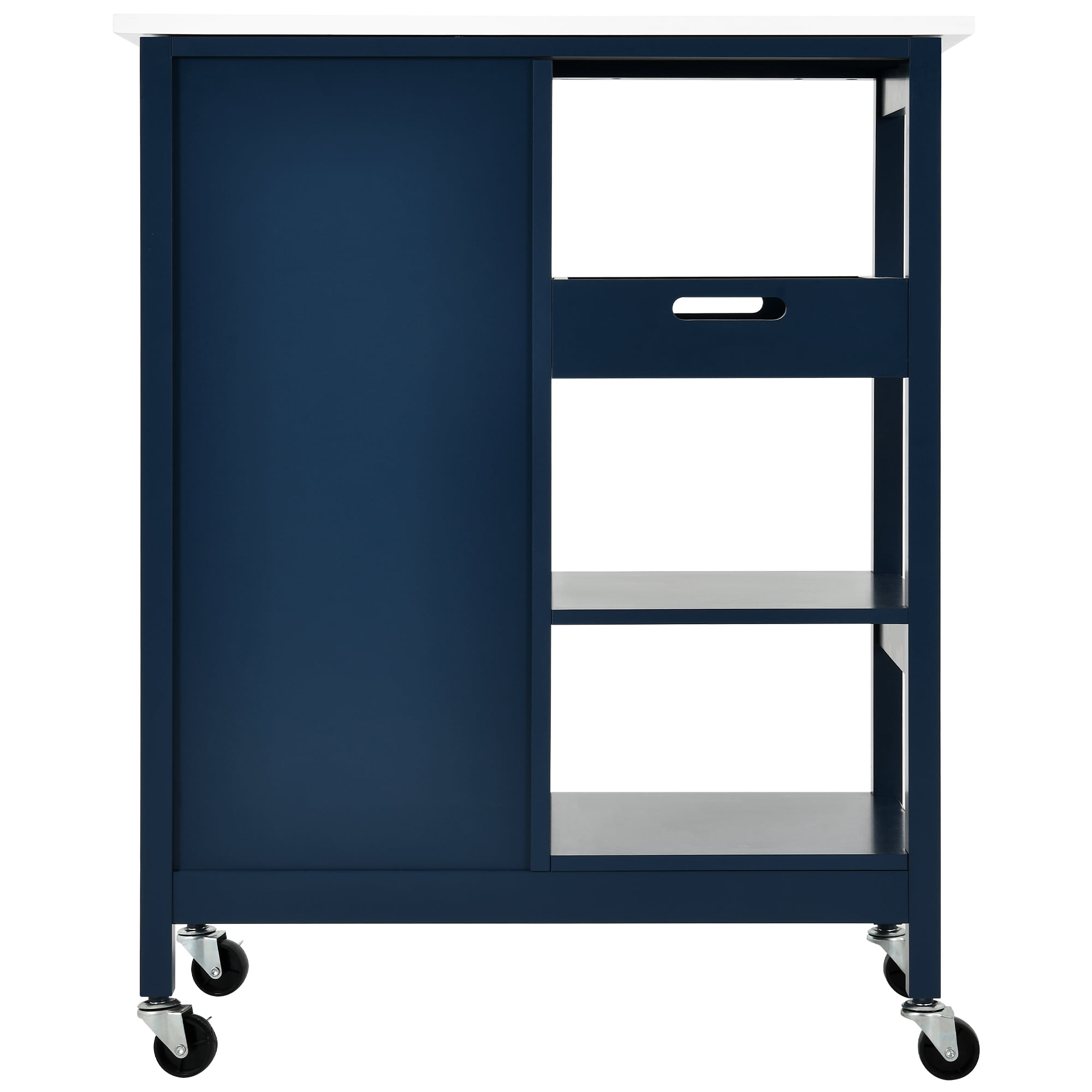 Dextrus 3-Tier Kitchen Storage Cart with Large Countertop, Rolling Kitchen Island Cart , Blue