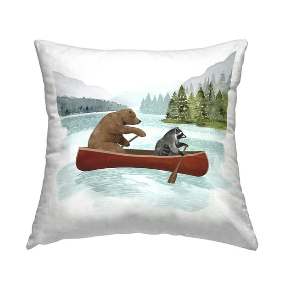 Stupell Industries Animals with Canoe Decorative Printed Throw Pillow, 18 x 18
