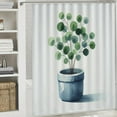 thumbnail image 5 of JEUXUS Shower Curtain Botanical Green Plant Watercolor Design White, 5 of 6