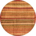 thumbnail image 1 of Ahgly Company Indoor Round Abstract Orange Modern Area Rugs, 4' Round, 1 of 4