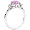 thumbnail image 3 of PEORA 14K White Gold Pear Shape Created Pink Sapphire and Lab Grown Diamond 3 Stone Trellis Ring, 2 Carats total, Size 6.5, 3 of 5