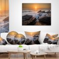 thumbnail image 4 of Designart Sunset over Rocky Seashore - Beach Photo Throw Pillow - 12x20, 4 of 5
