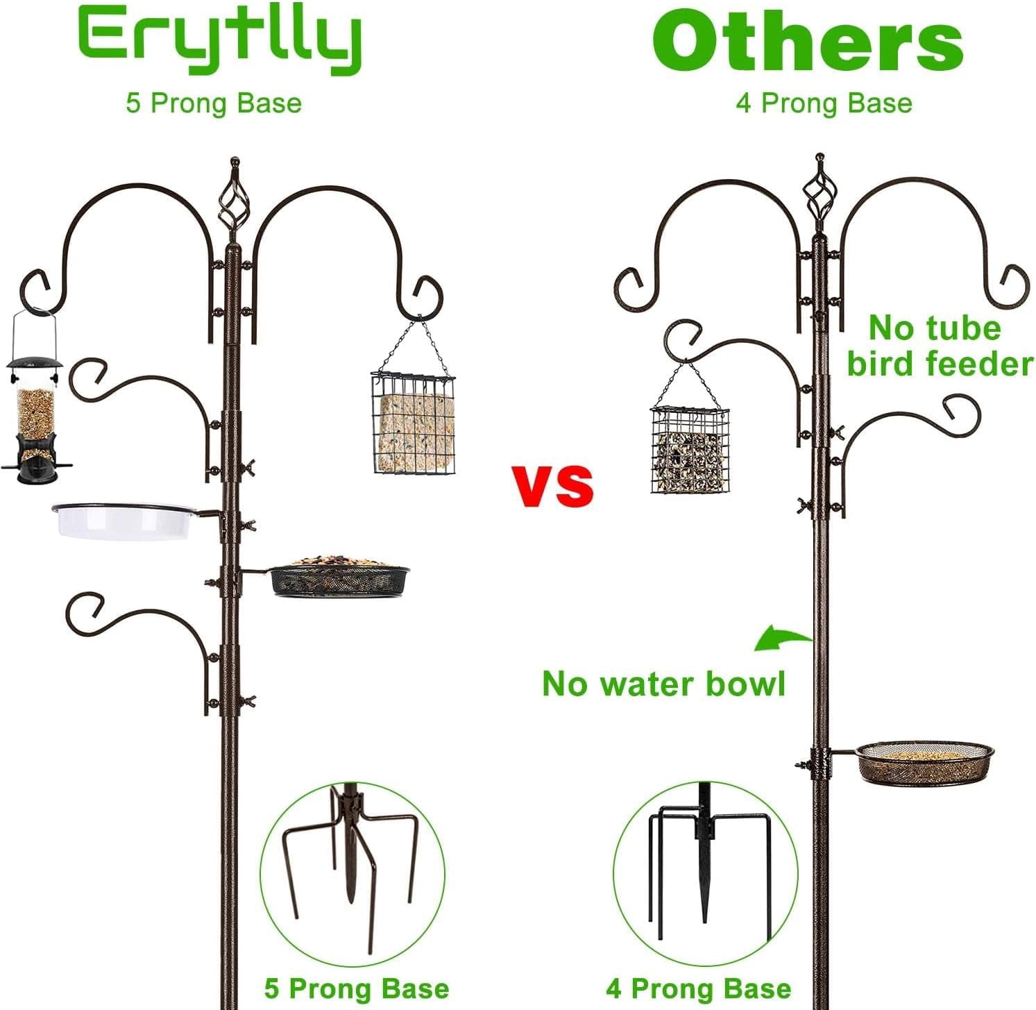 Bird Feeding Station Kit Bird Feeder Pole Wild Bird Feeder Hanging Kit Planter Hanger Multi Feeder Hanging with Metal Suet Feeder Bird Bath for Attracting Wild Birds