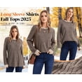 thumbnail image 3 of Long Sleeve Shirts for Women Lightweight Crew Neck Sweaters Fall Outfits Color Block Winter Clothing Dressy Casual Soft, 3 of 7
