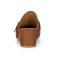 thumbnail image 2 of BLISSFUL STEP Women's Shoes Buckle Strap Pointed Toe Chunky Heel PU Vamp Mule Shoes Brown 9, 2 of 7