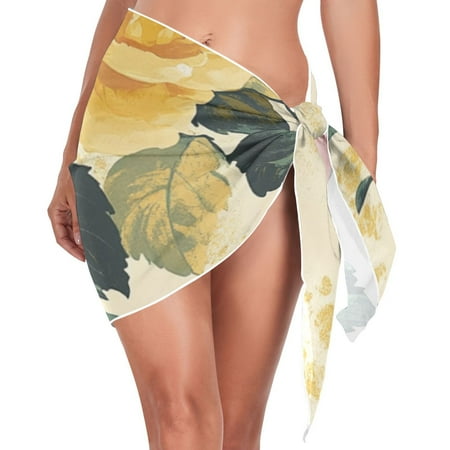 Ckdifva Vintage Flowers Floral Beach Cover Up for Women Swimsuit Coverups Bikini Wrap Short Skirt