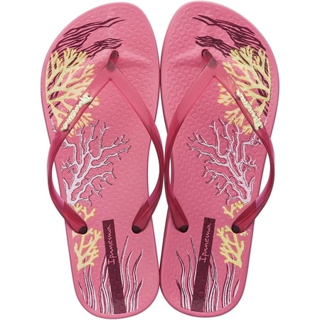 Ipanema Women's Ana Glossy Flip Flop - Comfortable & Stylish Summer Sandal with Anatomic Footbed & Non-Slip Sole, Pink on Pink with Beige, Size 5