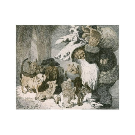 Father Christmas Wall - Father Christmas for Animals Print Wall Art By Gertrud Kohrt