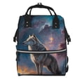 thumbnail image 1 of Fotbe Night Sky Wolf Mochila Maternidad - Lona de Sarga Impermeable, Mochila de Pañales de Gran Capacidad con Múltiples Bolsillos y Correas Ajustables, 1 of 6