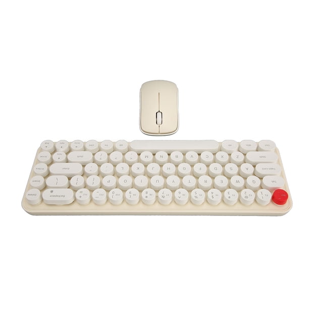 Combo De Mouse Y Teclado, Silent Dot Keycap Wireless Keyboard Mouse Combo Retro Cute Para Oficina