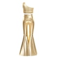 thumbnail image 4 of iiniim Metallic Sequins Jazz Dance Outfits for Girls 2pcs Ruffle Crop Top with Slit Flared Pants Prom Party Wear Gold 16, 4 of 7