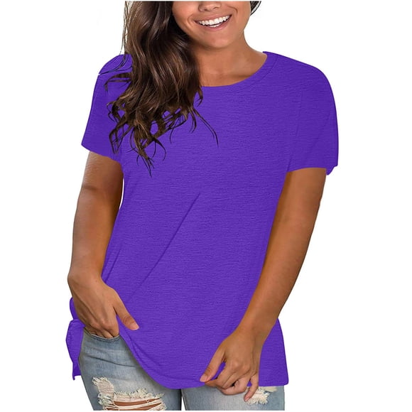 Cameland Tops for Women Short Sleeve T Shirts V Neck Summer Blouses Casual Loose Fit Solid Color Tunics