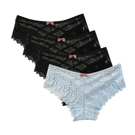 Womens Underwear Lingerie G-string Lace Briefs Underwear Panties T String Thongs Knick 4pc Keeps You Cool Comfortable Available in Plus Size Blue XL