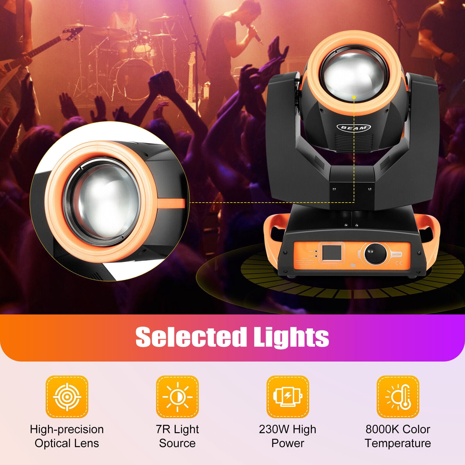 Miumaeov 7R 230W Moving Head Light 17 Gobos RGBW 14 Colors Stage Lamp Sharpy Light 16CH DMX512 for Wedding Disco Party