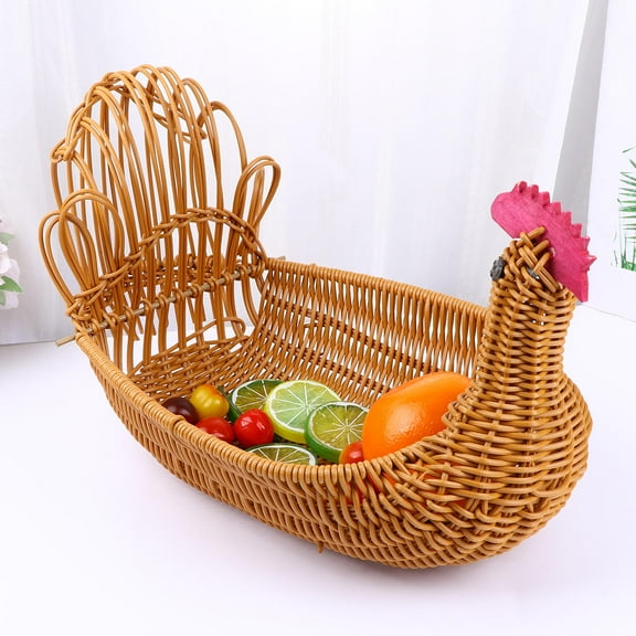 GOOHOCHY Brown Woven Timber Storage Basket for Home Organization and Decor 12.5 x 8.3 x 9.8 Inches