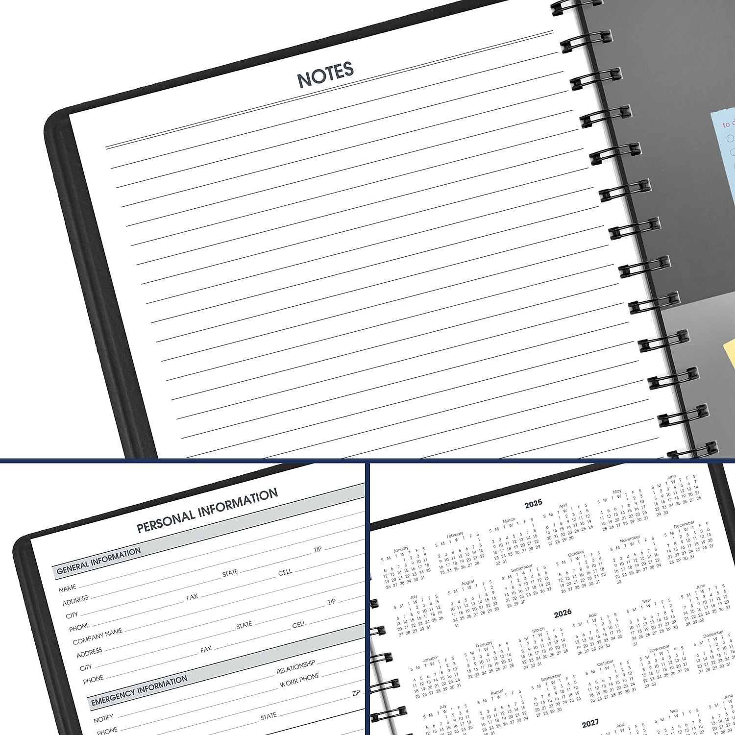 2026 AT-A-GLANCE 24-Hour 7" x 8.75" Daily Appointment Book Planner Faux Leather Cover Black