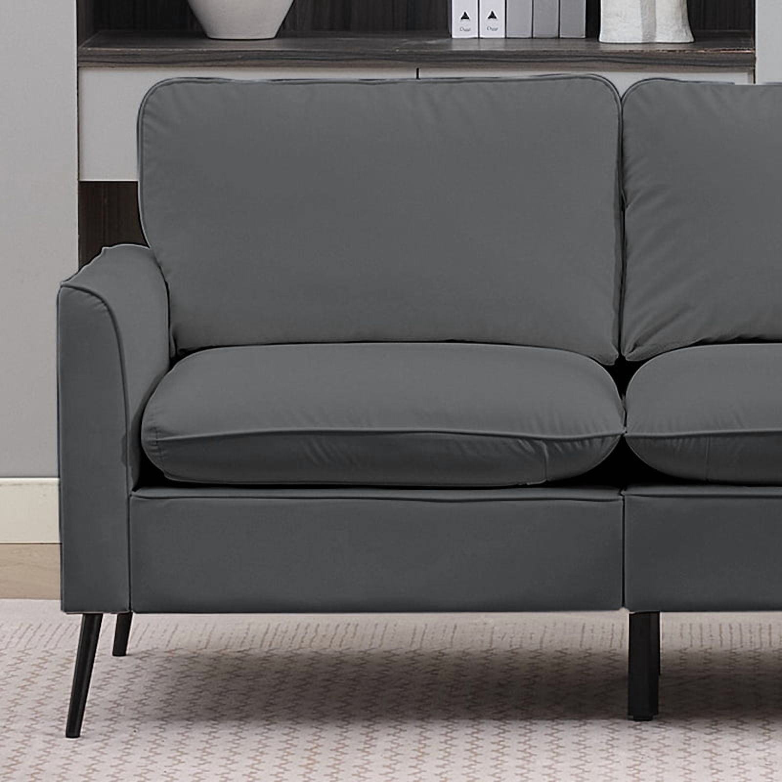 55" Small Loveseat Sofa for Small Spaces,Leather Upholstered 2-Seater Sofa Couch Single Casual Sofa Chair for Living Room Office,Light Gray