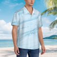 thumbnail image 2 of Lsque Light Blue Marble pattern Hawaiian Shirt for Men, Unisex Summer Beach Casual Short Sleeve Button Down Shirts-Medium, 2 of 9