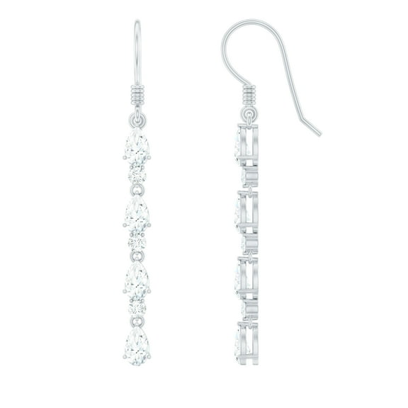 Rosec Jewels Lab Diamond Dangling Earrings - Ef-Vs Quality Certified Diamond Earrings with Fish Hook - Ready to Gift, 925 Sterling Silver