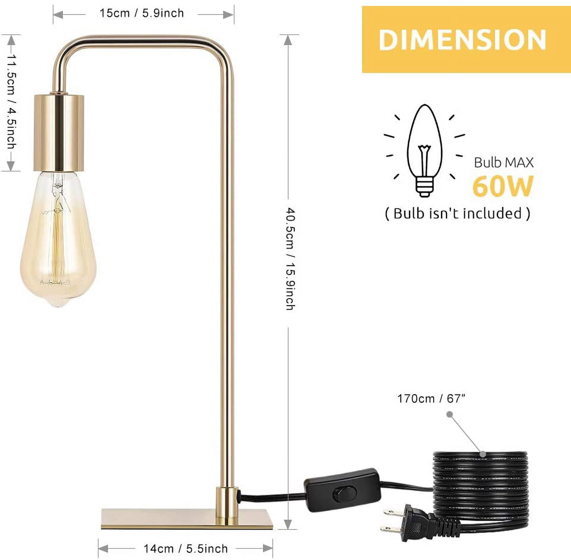 Gold Industrial Bedside Nightstand Lamp
