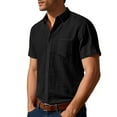 thumbnail image 2 of Maean Mens Cotton Linen Shirts Button down Short Sleeve V Neck Beach Tee Summer Vacation Wedding Tops, 2 of 7