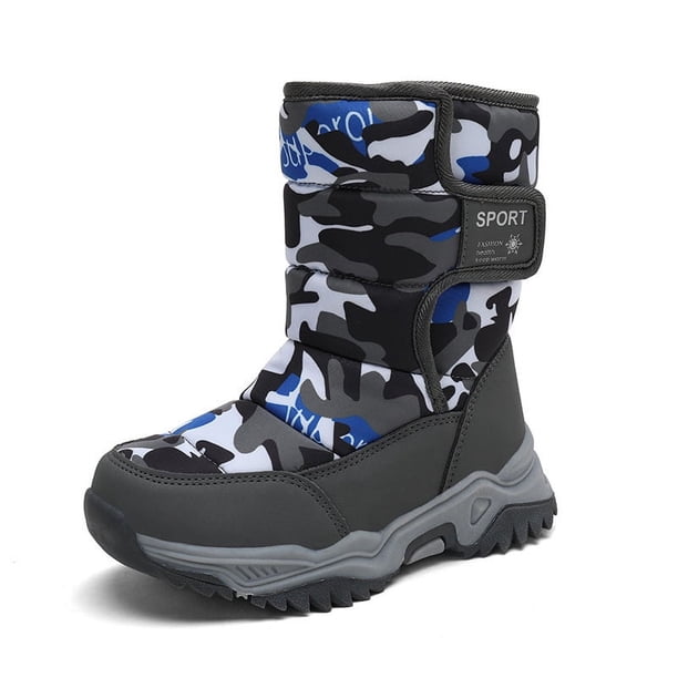 Zapatos para niños, botas de algodón para niños, zapatos de algodón grueso y cálido con forro polar para niños, botas impermeables para niñas de talla mediana y grande, botas de nieve antideslizantes