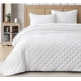 thumbnail image 1 of Chezmoi Collection Annabelle 3-Piece White Queen Size Quilt Set - Diamond Ruffle Stone-Washed Microfiber Soft Lightweight Quilted Bedspread Set for All Seasons, 1 of 9