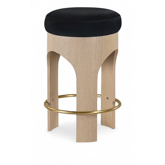 Meridian Furniture Bocceli Black Velvet Upholstered Counter Stool