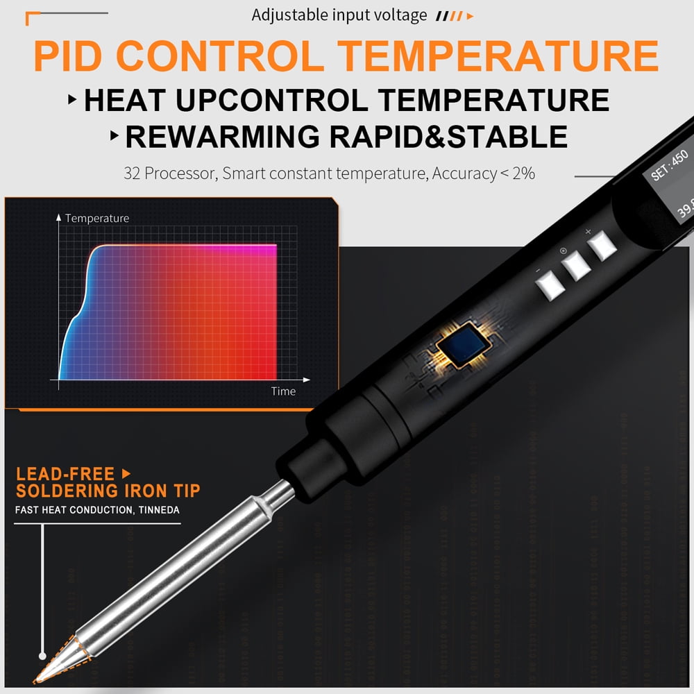 Electric soldering iron table,Support Pd2.0/3.0 Oled Display Type-c Support 100w Pen Open Source 100w 0.96inch Iron Table Function - Ideal 0.96inch Oled Protocol With Auto Iron Esp32 Max 100w