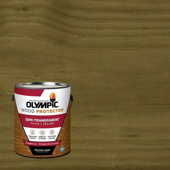 Olympic 1 Gallon ST-2017 Mushroom Exterior Semi-Transparent Wood Protector Stain Plus Sealer in One