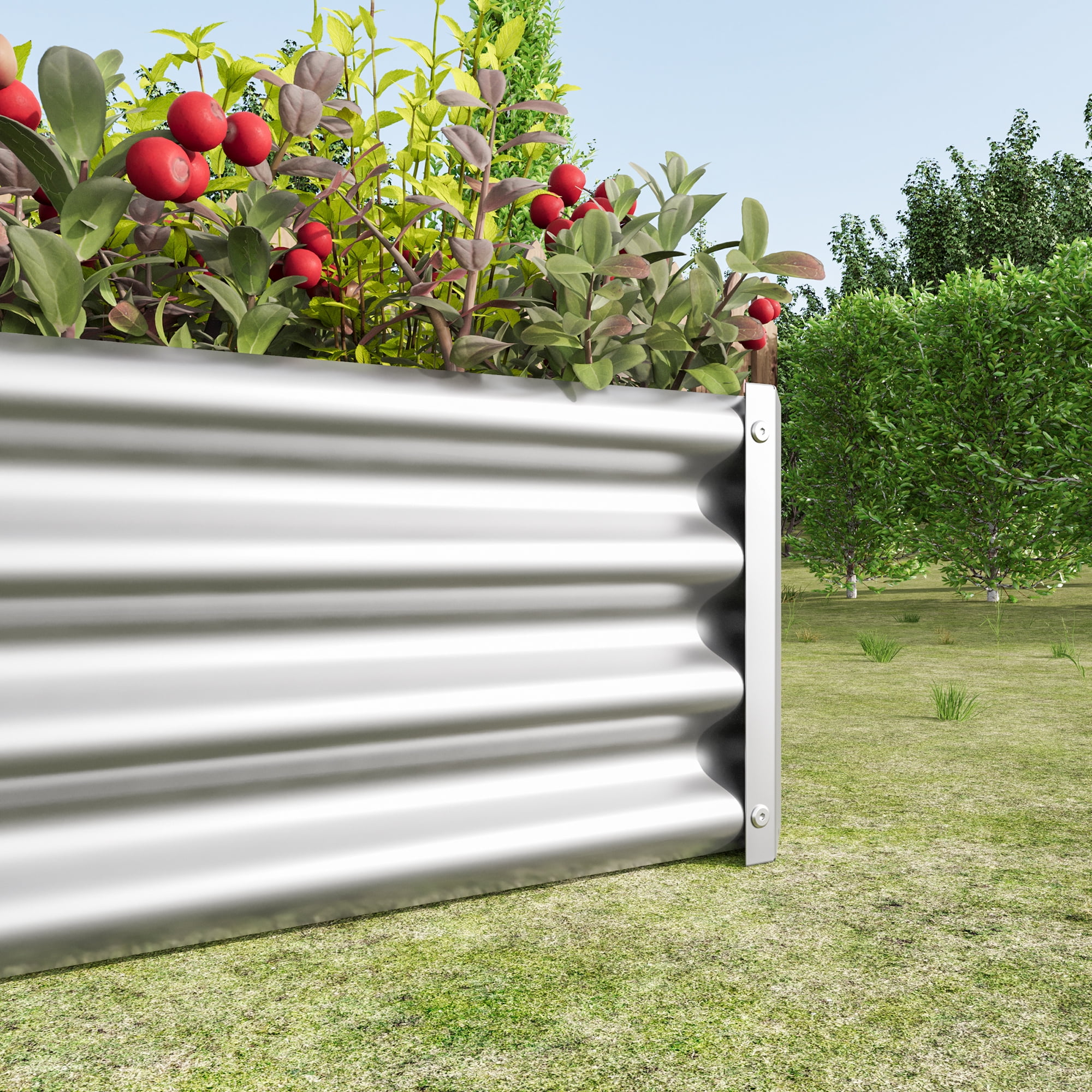 Miniyam 4×2×1ft Metal Raised Garden Bed, Rectangle Raised Planter for Flowers Plants, Vegetables Herb, Silver