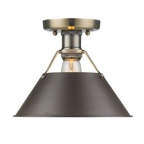Yep by Golden Lighting Orwell 1-light Flush Mount in Aged Brass and Rubbed Bronze shade