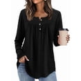 thumbnail image 4 of Camisas de Larga para Mujer, Conjuntos de Otoño, Cuello Redondo, Túnicas Casuales, Blusas de Moda, Ropa de Moda. Negro S, 4 of 6