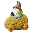 thumbnail image 2 of Garden Gnome Statue Car with Pumpkin Wheels, Corn Festival Theme Resin Candy Wagon for Fall and Christmas Decor, Home Centerpiece Gift Idea, 2 of 4