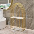 thumbnail image 4 of Estante de Exhibición de Cosméticos, Elegante, Fácil de Montar, con Estante de Bandeja de Vidrio Extraíble, Gabinete Dorado Dorado para Tocador, Blanco Doble Capa Baoblaze estante de baño, 4 of 8