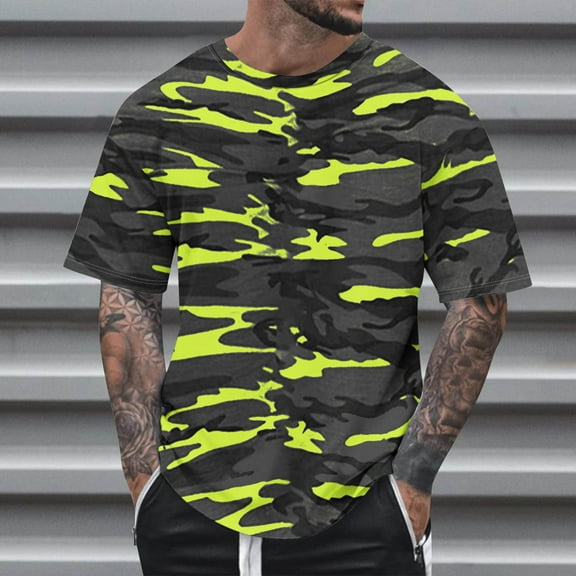 cllios Big and Tall Shirts Mens Camo Graphic Tees Baggy Short Sleeve Crewneck Pullover Tops Summer Shirts for Men