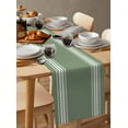 thumbnail image 6 of Ldtrchee Dark Sage Green Table Runner 48 Inches, Farmhouse Sage Green White Striped Bed Runner Dresser Scarves Tabletop for Indoor Outdoor Parties/Ceremony/Banquet, 13" x 48", 6 of 8