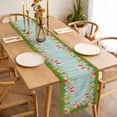 thumbnail image 3 of Table Runner 90 Inches Long for Kitchen Dining, Easter Dresser Scarf Farmhouse, Dining Table Decorations for Wedding/Parties, Spring Rabbit Ears Colorful Eggs Wooden Grian 13 x 90 In, 3 of 8
