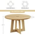thumbnail image 3 of Round Dining Table for 4, 43" Farmhouse Kitchen Table, Wooden Circle Table, 300lb Capacity & Easy Assembly for Home Dining Room Kitchen Living Room (Natural Oak), 3 of 7