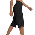 thumbnail image 3 of Womens Long Shorts Quick Dry Stretch Yoga Capris Sweatshort High Waist Workout Gym Shorts with Pockets (L, Black), 3 of 6