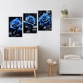 thumbnail image 4 of ZHONGYUTONG 3 Piece Blue Rose Canvas Wall Art Black and White Blue Flower Picture Navy Blue Floral Painting for Bathroom Decor Framed (11.00" x 14.00" x 3PCS), 4 of 5