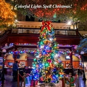 GLUAAE Christmas solar lights 39ft 100 LED Waterproof Outdoor Decoration Lighting for Patio,Lawn,Garden,Holiday,Christmas, Decorations (Multi-color)-2Pack