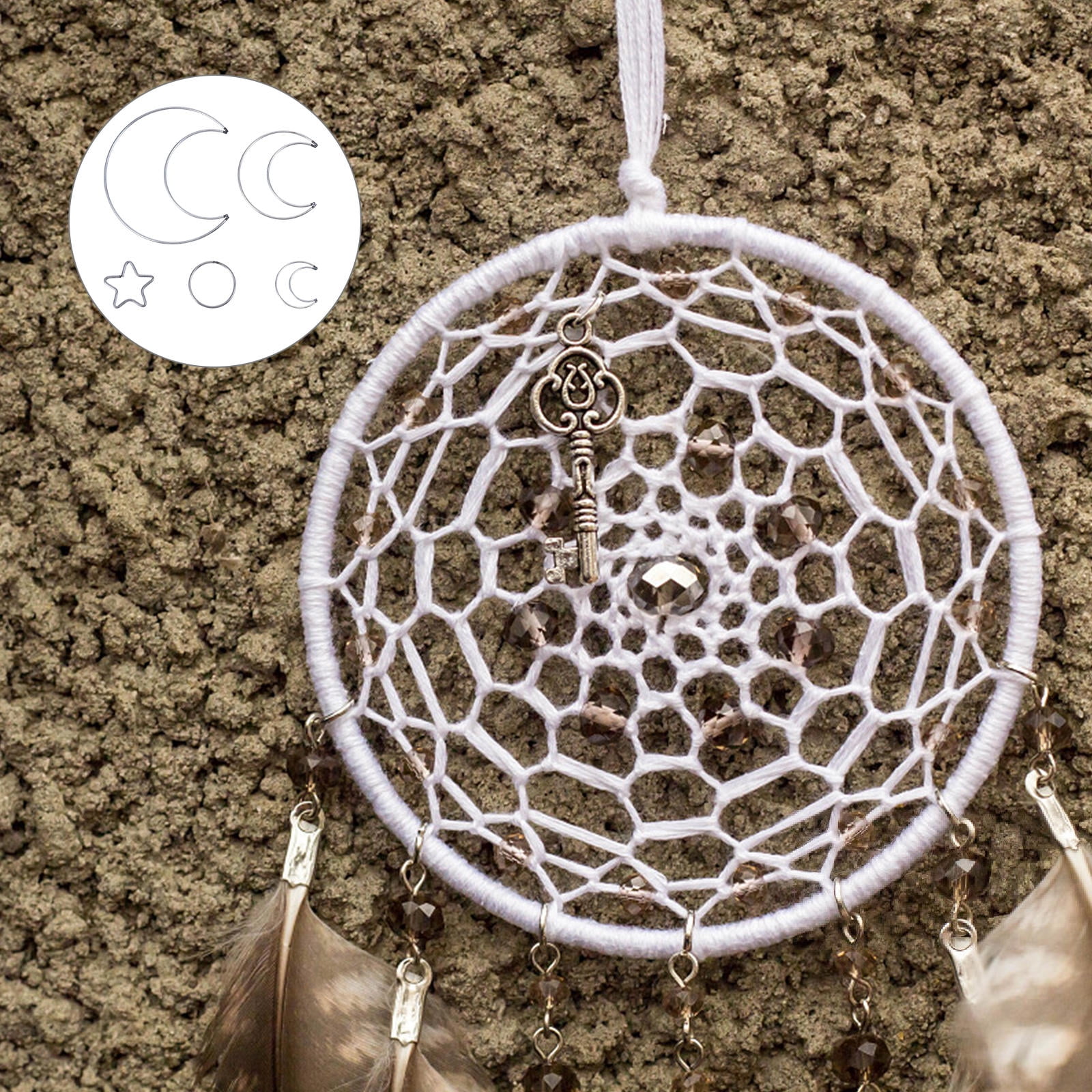 DEEPCRAFF 20Pcs Rustproof Plated Silver Macrame Ring Hoops for DIY Dream Catcher Decoration