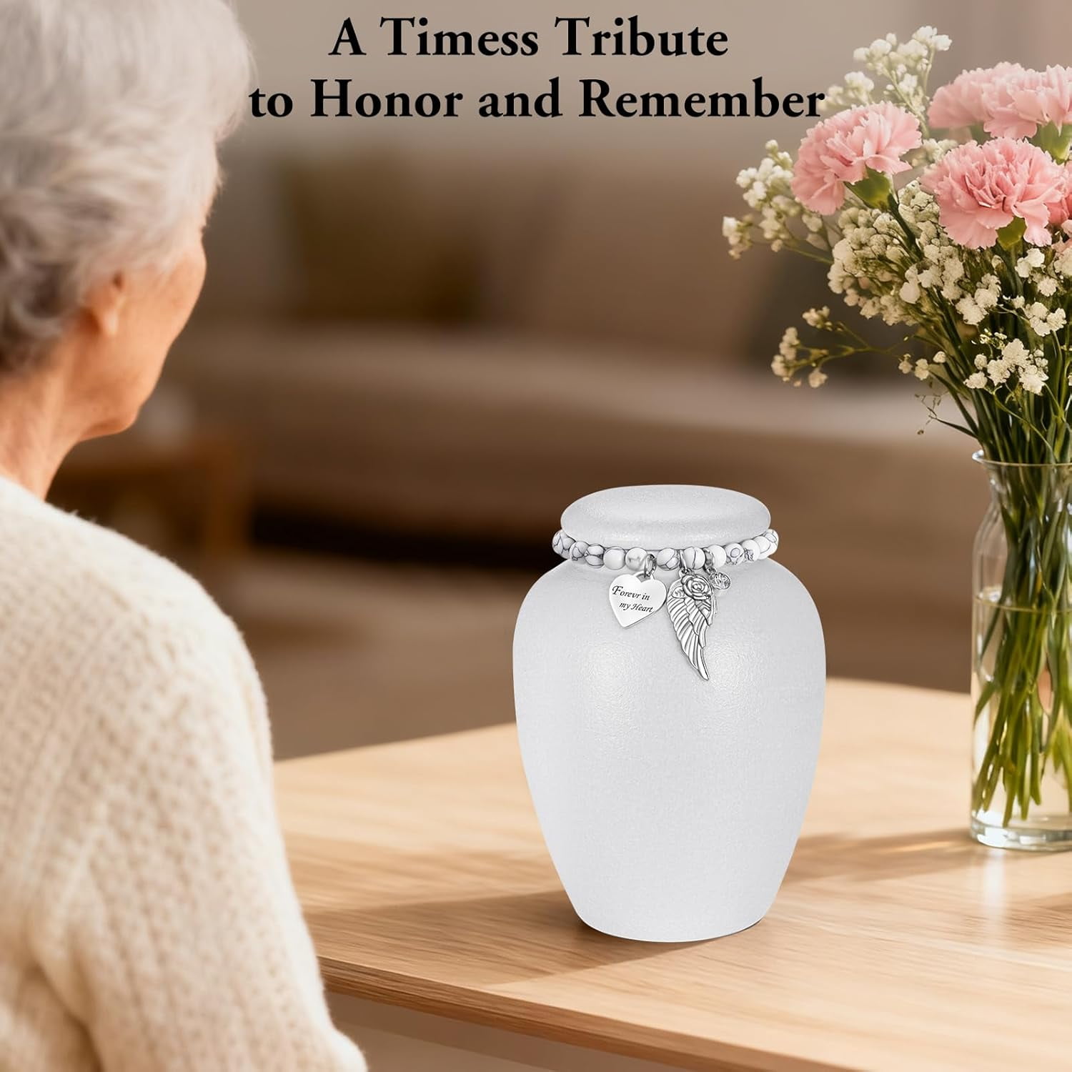 XIUDA Urn for Human Ashes Keepsake- 4.8 Inches Black Ceramic Urn Ashes Keepsake, Medium Memorial Holder Decorative Urn, Funeral Cremation Urns for Women Men
