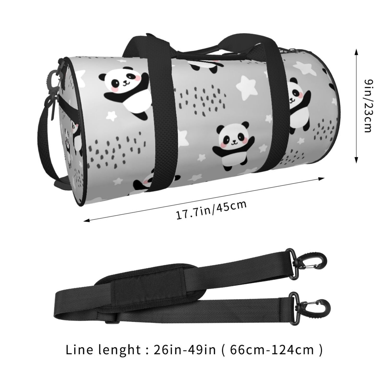 Vsdgher Pandas 45L Foldable Duffel Bag, Sports Gym Bag,Overnight Bag, Portable Weekender Bag for Airplanes